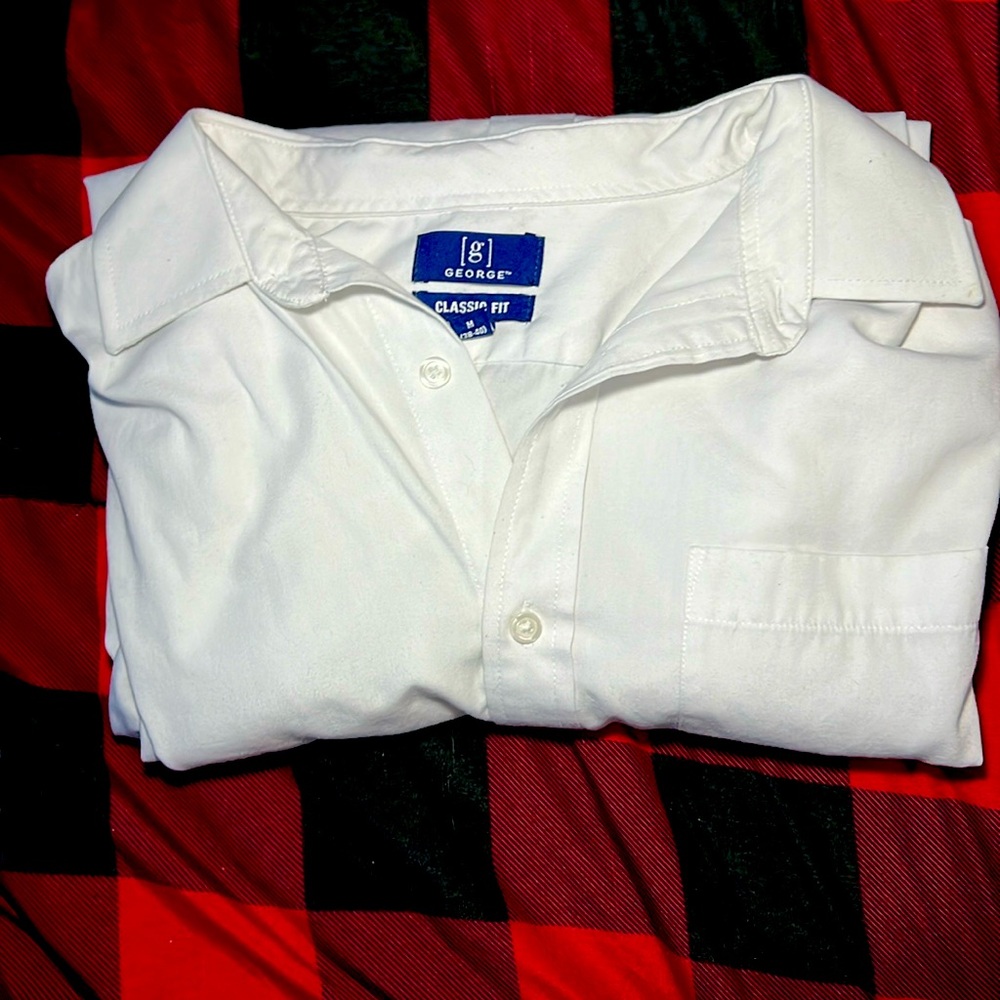 Men’s Classic Fit White Collar Button Up Long Sleeve
